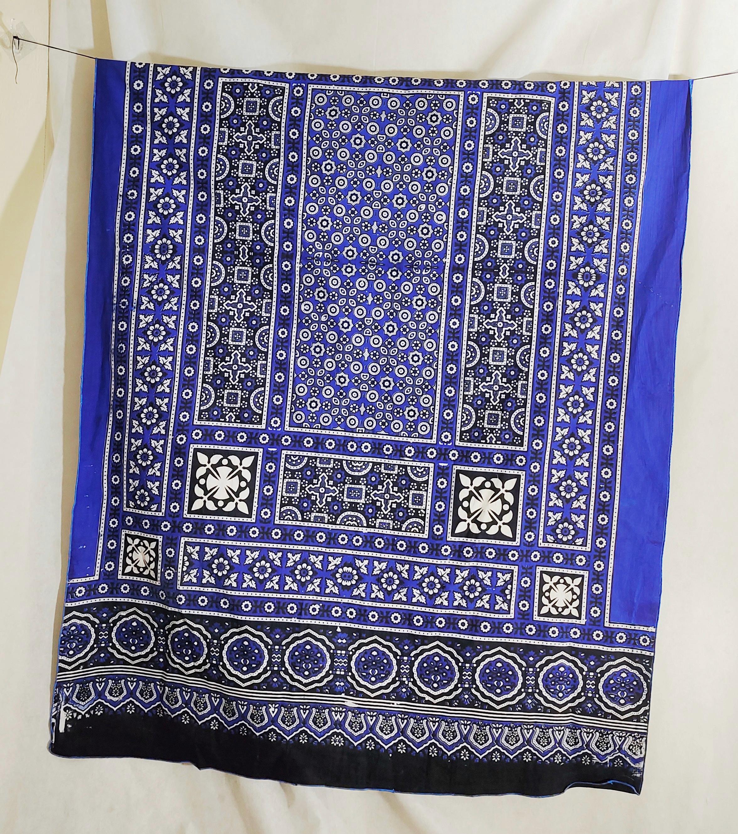 Avvolgente Per Il Collo Sindhi Ajrak Pakistano Stampato A Blocchi Di Cotone / Sciarpa / Scialle Unisex / Accessori Unici / Opzione Regalo - Italia - Foto 8