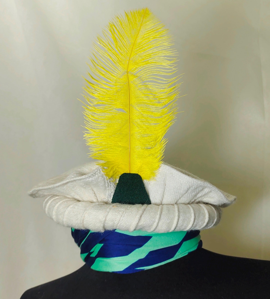 White Pakol Cap With Feather With Lines Handmade Afghani Hat Wool ...
