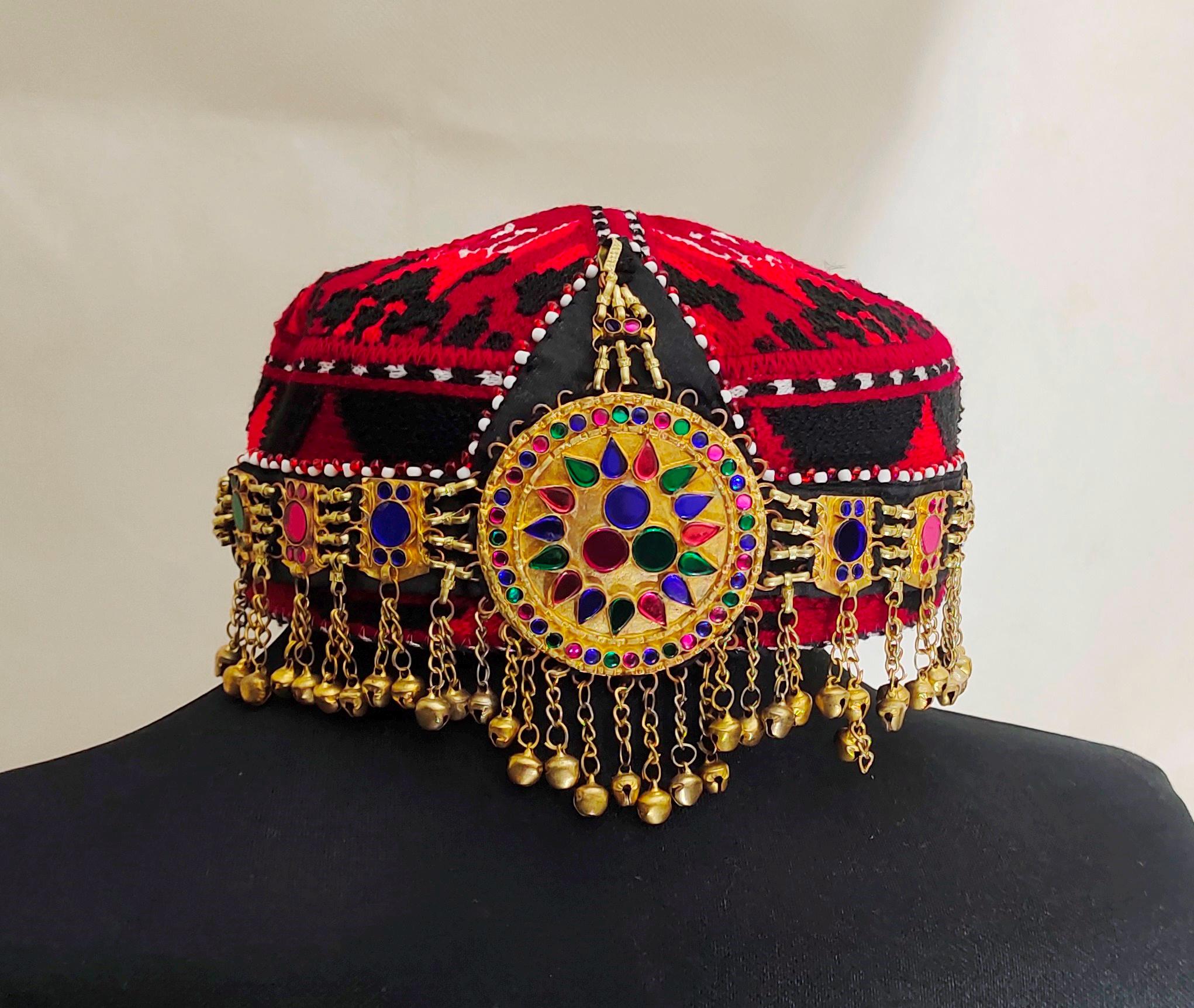 Afghan Women's Cap: Halima Sultan Headpiece With Mathapatti