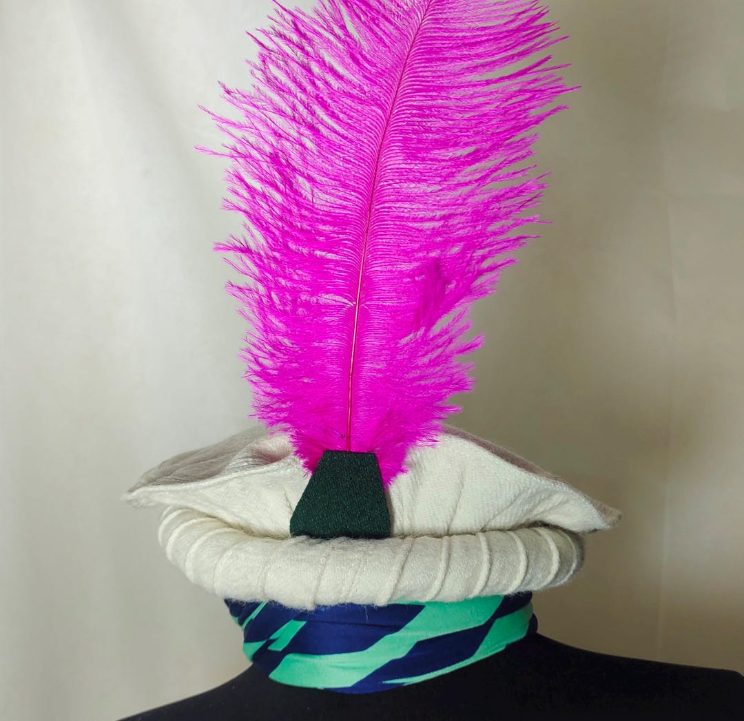 White Pakol Cap With Feather With Lines Handmade Afghani Hat Wool ...