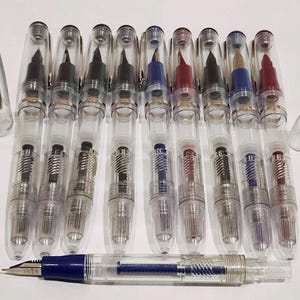 10 dollar transparante plastic vulpen voor studenten Demonstrator kristalhelder 717i BLAUW - BOURGONDI - ZWART