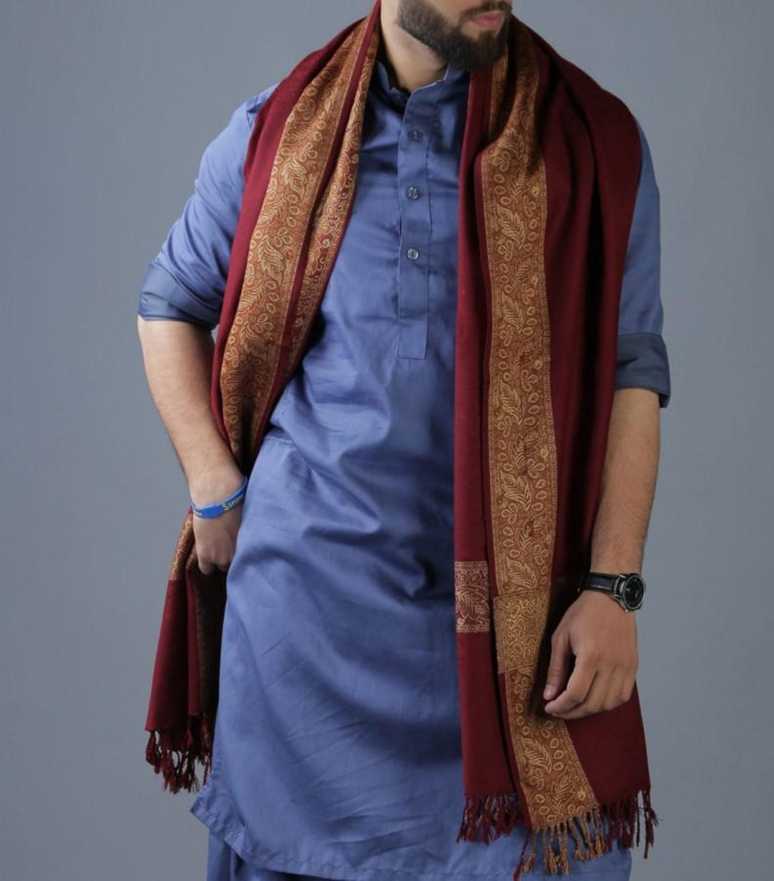 maroon shawl men