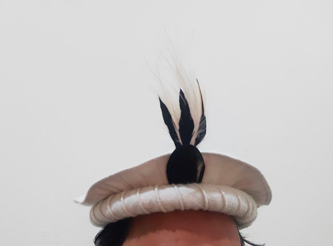 White Pakol Cap With Feather With Lines Handmade Afghani Hat Wool ...