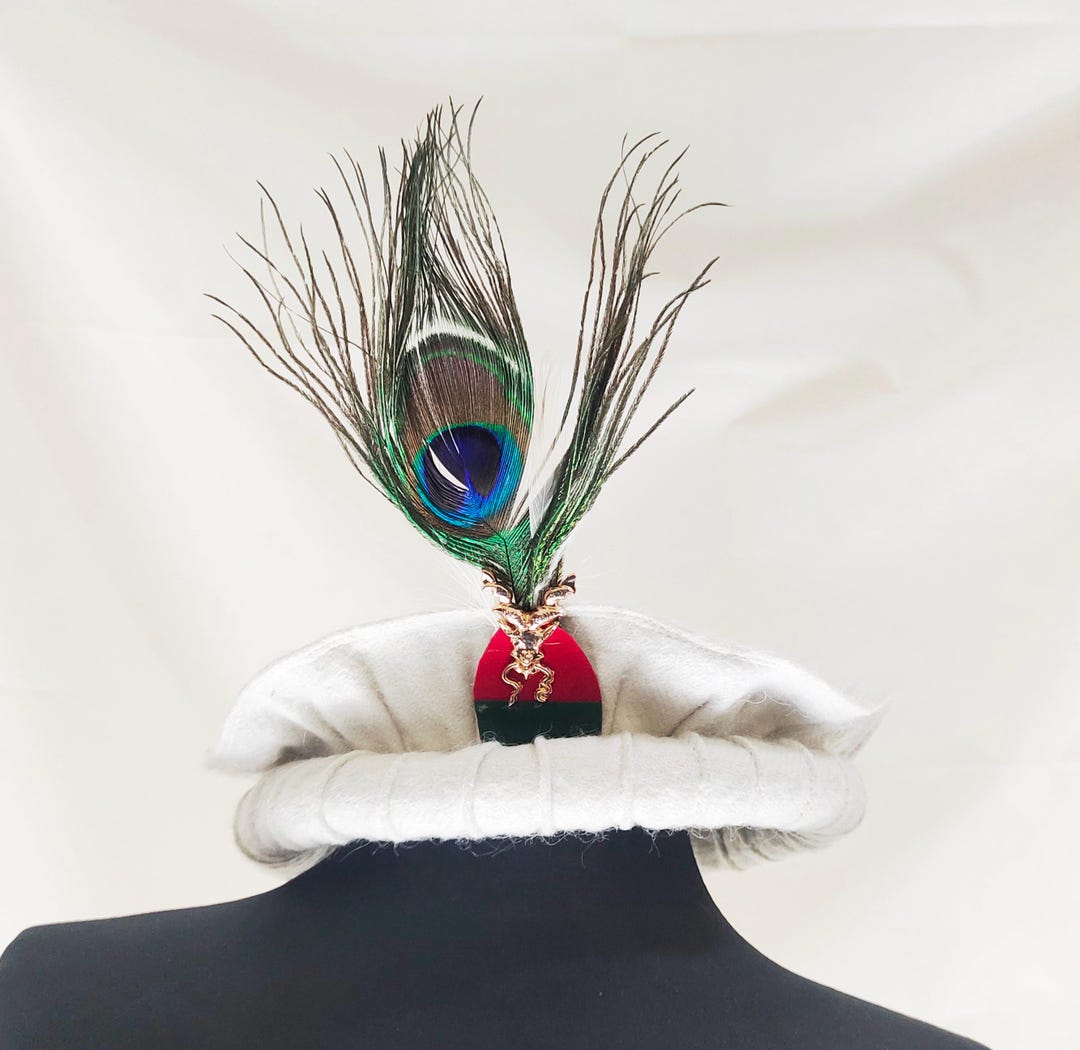 Handmade White Wool Pakol Cap: Afghan Kausia Hat With Feather - Etsy