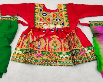 Handmade Afghan Kuchi Dress: Embroidered Eid Outfit (10-12 Month)