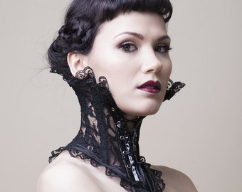 Baroque Black Lace neck corset-Victorian choker