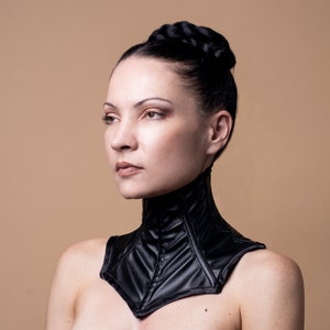 Black Faux Leather or PVC neck corset-choker