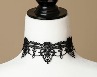 Black or White Lace choker-Gothic necklace-Victorian Bridal choker