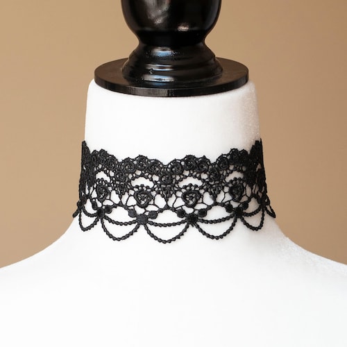 Black Velvet Choker With Dark Red Pendantvictorian Gothic Etsy