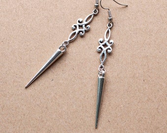 Boucles d'oreilles viking avec pointes-Boucles d'oreilles médiévales en argent antique pour femme-Bijoux nordiques-Gothique/Wicca