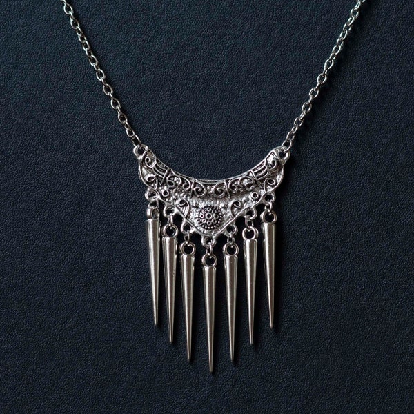 Medieval Gothic Necklace with Long Spikes-Witchy Jewelry-Pegan Accessories