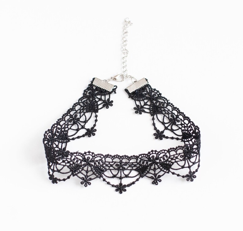 Black Lace choker with Bows-Victorian Necklace-Gothic Choker image 6