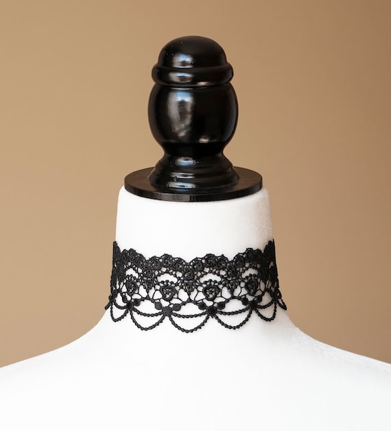 Black Lace Chokervictorian Necklacegothic Choker Etsy