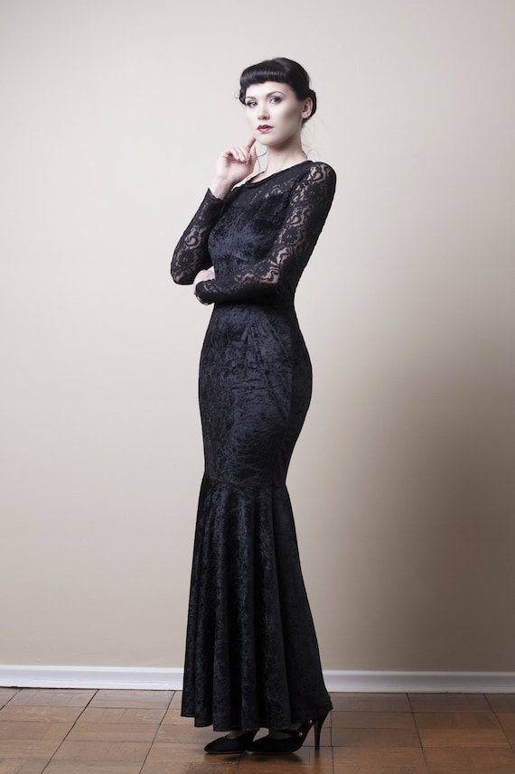 black velvet mermaid gown