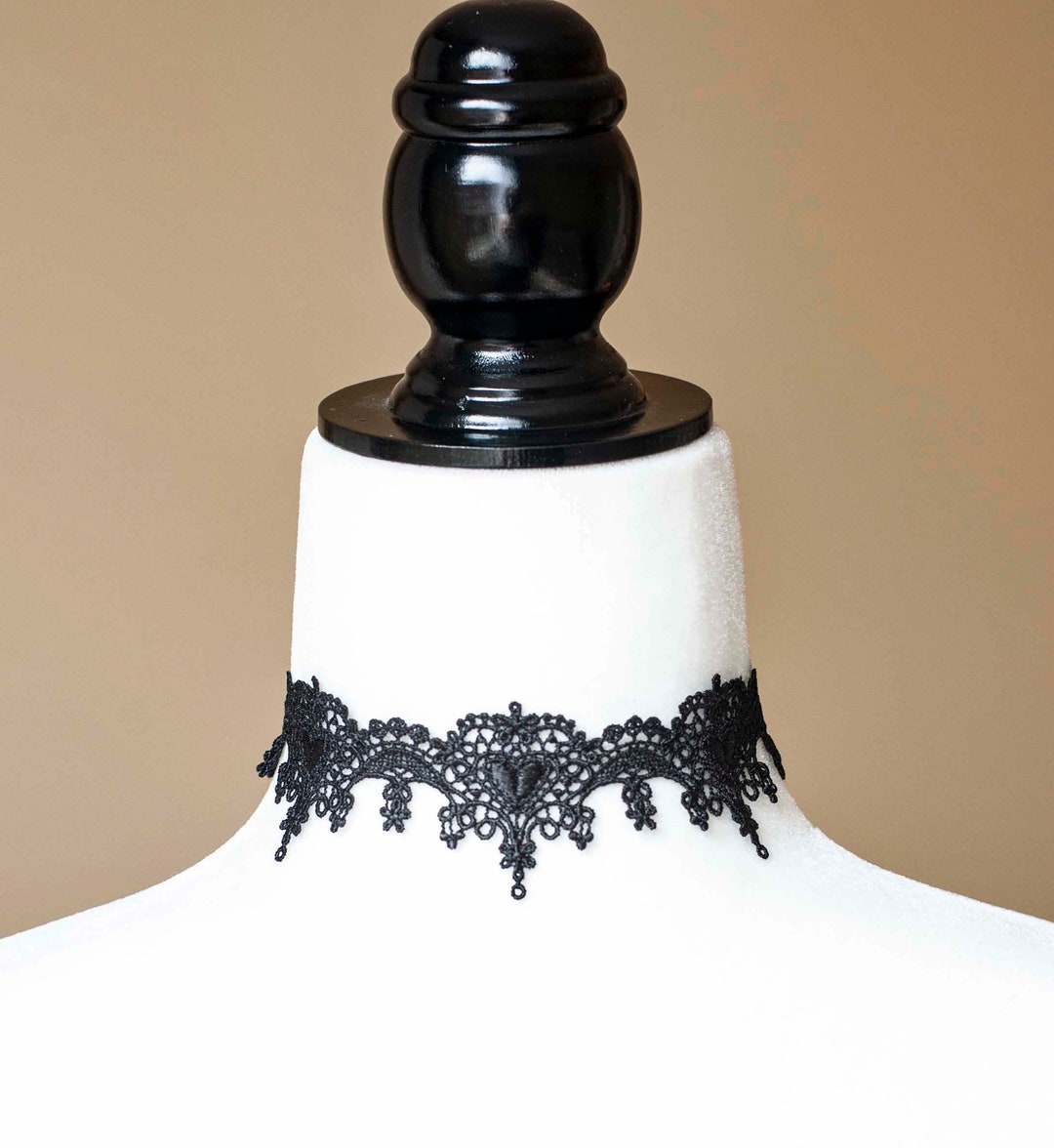 Black Lace Heart Choker - Gothic Victorian Collar Necklace - Etsy