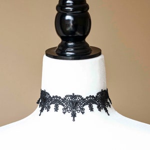Black Lace Heart Choker - Gothic Victorian Collar Necklace