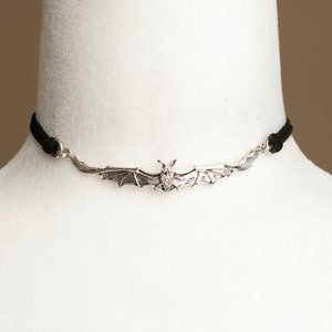 Black Vegan Suede Choker with Vampire Bat pendant-Gothic necklace-Halloween Accessories image 7