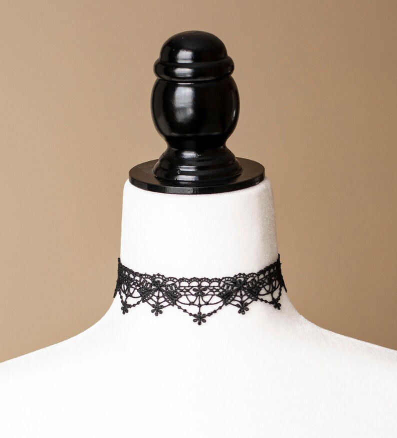 Black Lace choker with Bows-Victorian Necklace-Gothic Choker image 2