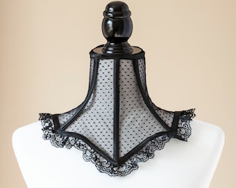 Black Mesh Neck Corset/Choker/Posture collar-Gothic/Victorian/Burlesque attire