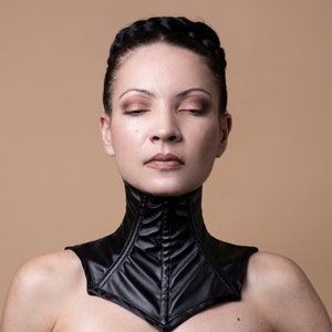 Black Faux Leather or PVC neck corset/choker image 2