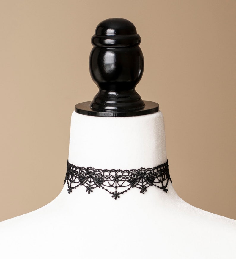 Black Lace choker with Bows-Victorian Necklace-Gothic Choker image 5