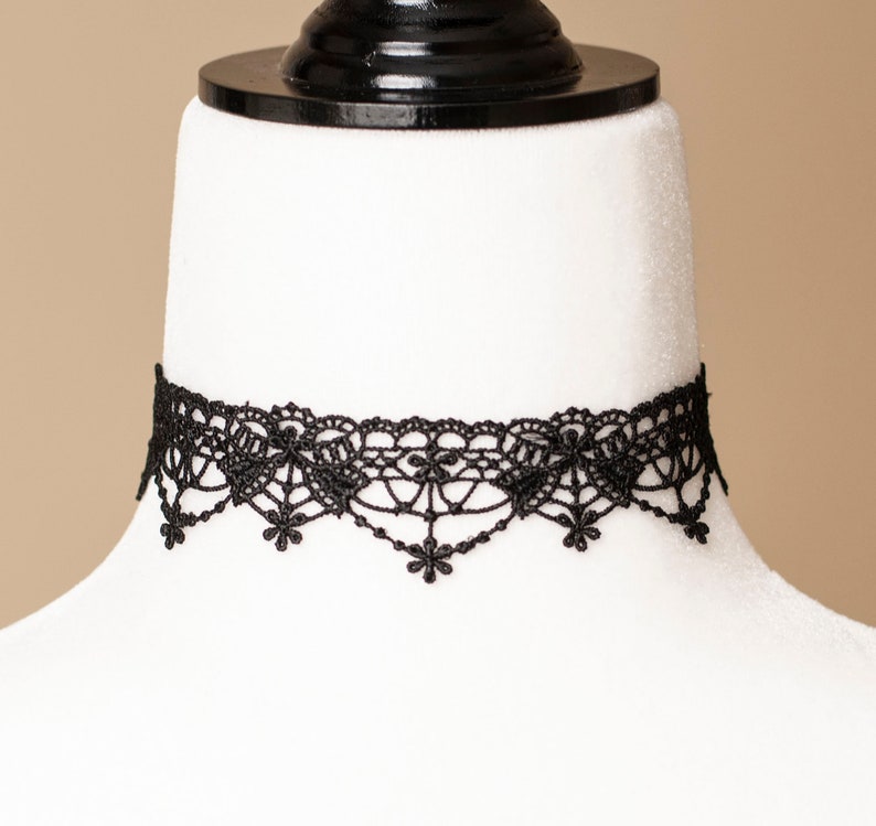 Black Lace choker with Bows-Victorian Necklace-Gothic Choker image 3