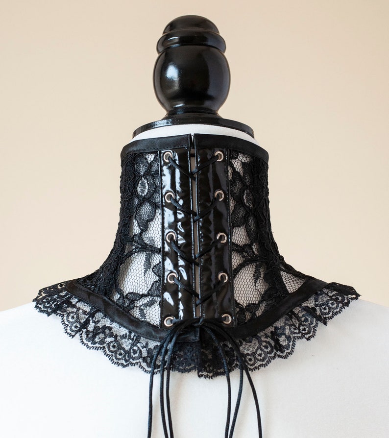 Black Lace Neck Corset/Choker/Posture collar-Victorian/Gothic image 3