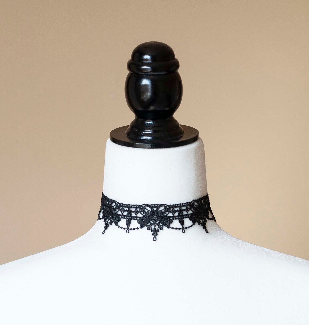 Black Lace Choker Necklace With Bows - Elegant Victorian Gothic Collar ...