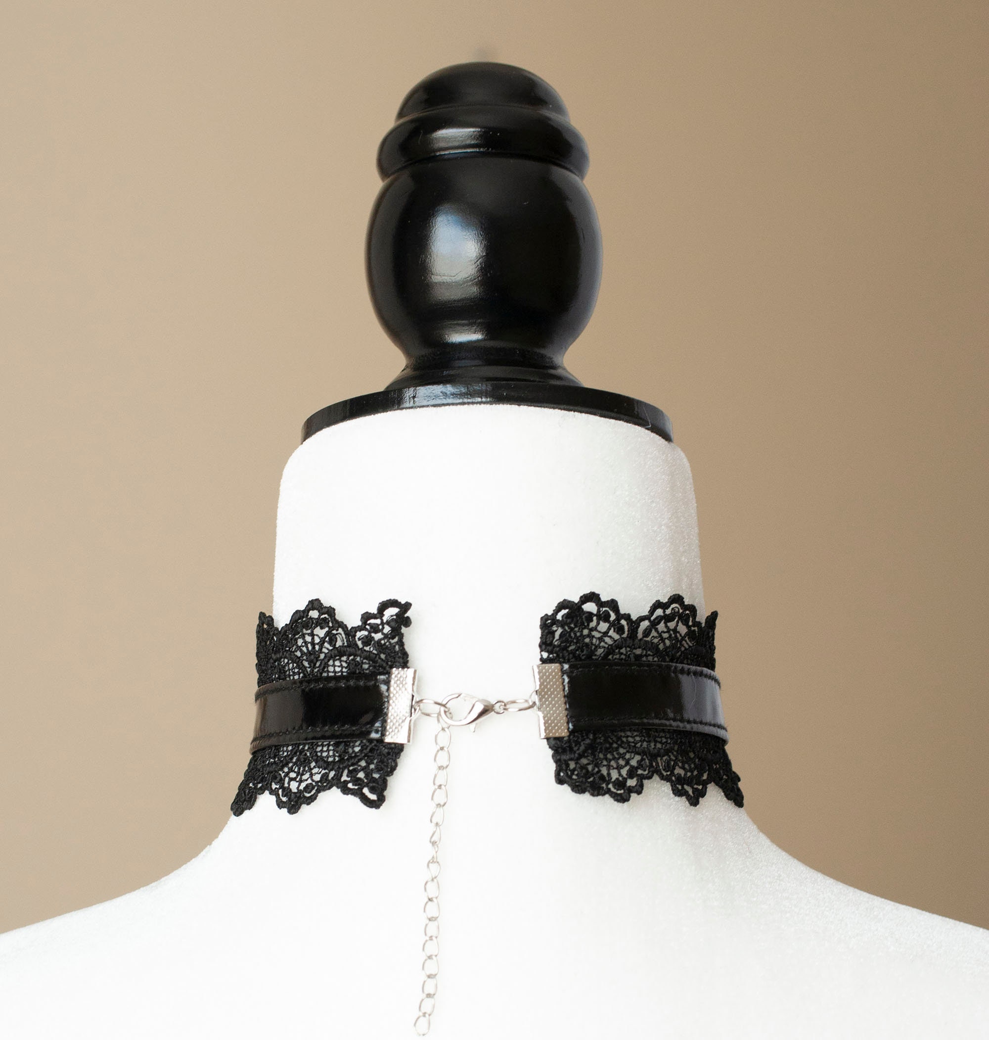Pvc Choker Black Lace & PVC Choker/fetish Collar/gothic Necklace - Etsy