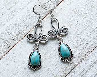 Medieval earrings with Turquoise Charms-Celtic jewelry-Pegan Accessories