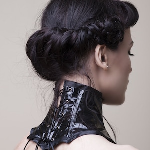 Black PVC or Faux leather neck corset/choker image 3