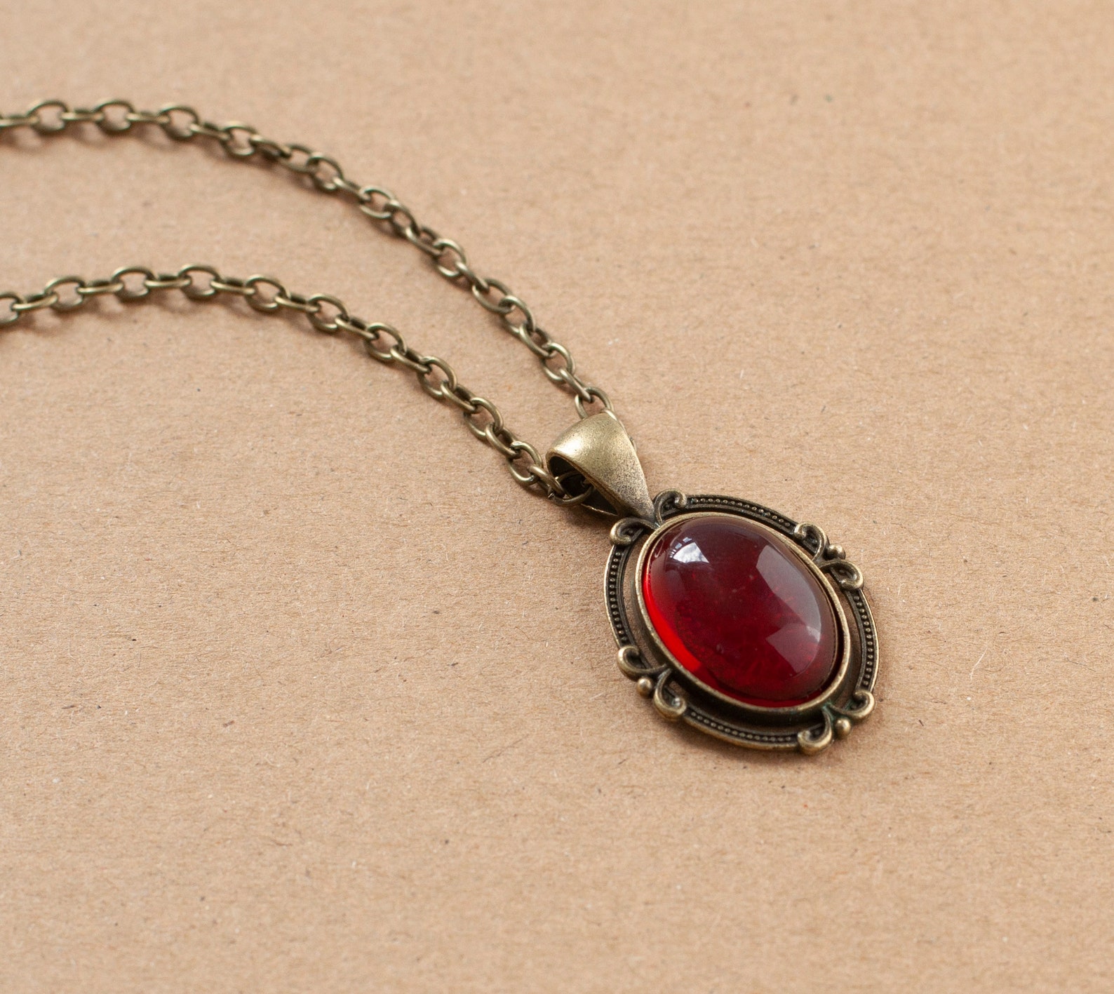 Gothic Necklace With Dark Red Pendantvictorian Necklace With Etsy