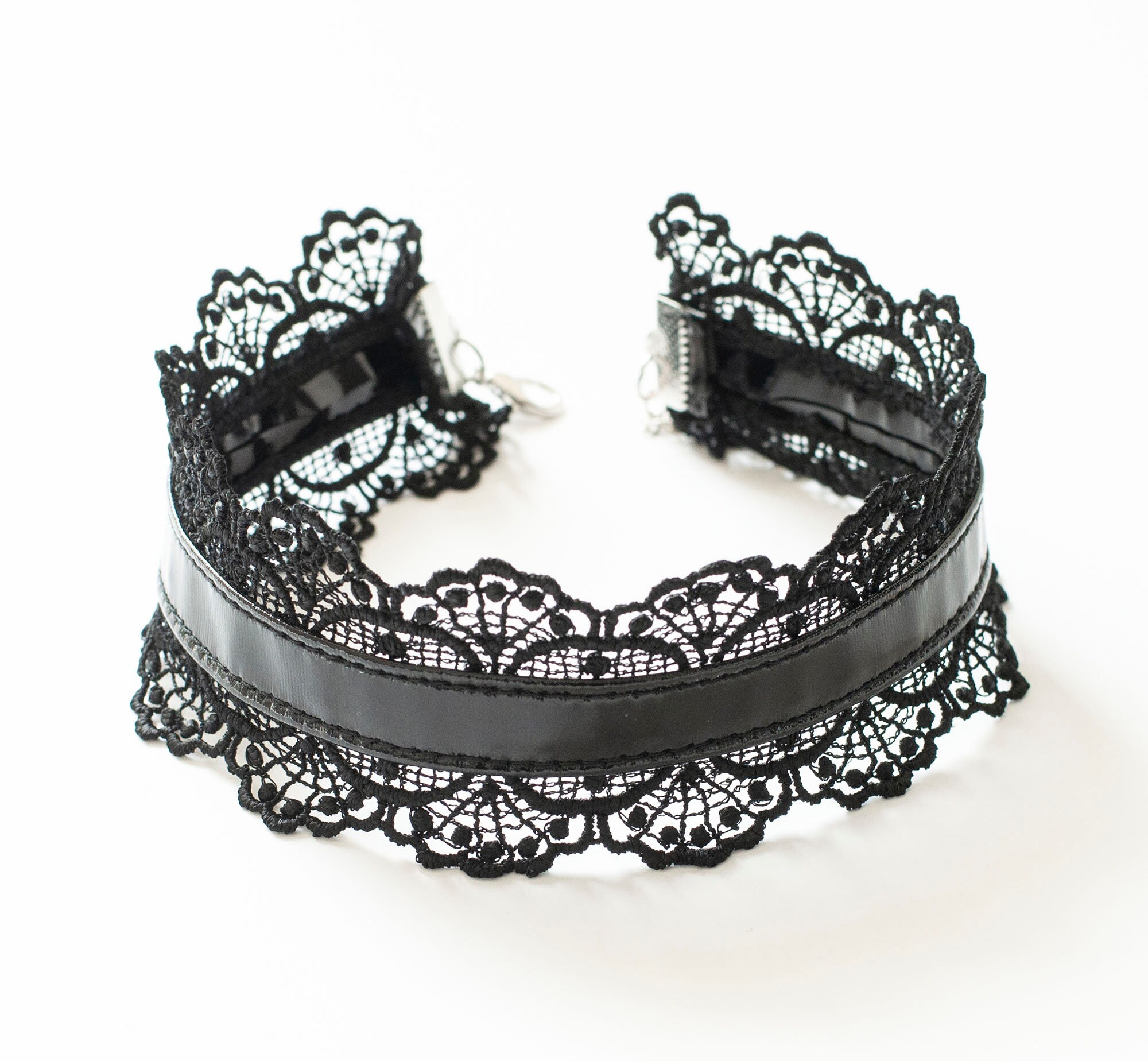 Pvc Choker Black Lace & PVC Choker/fetish Collar/gothic Necklace - Etsy