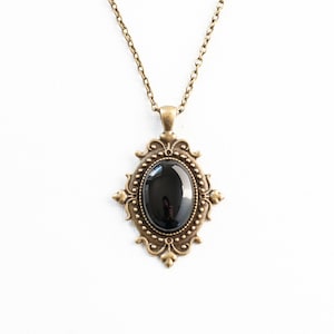 Gothic Halskette mit Schwarz Onyx Anhänger-Victorian Cameo Halskette mit Antique Bronze Kette