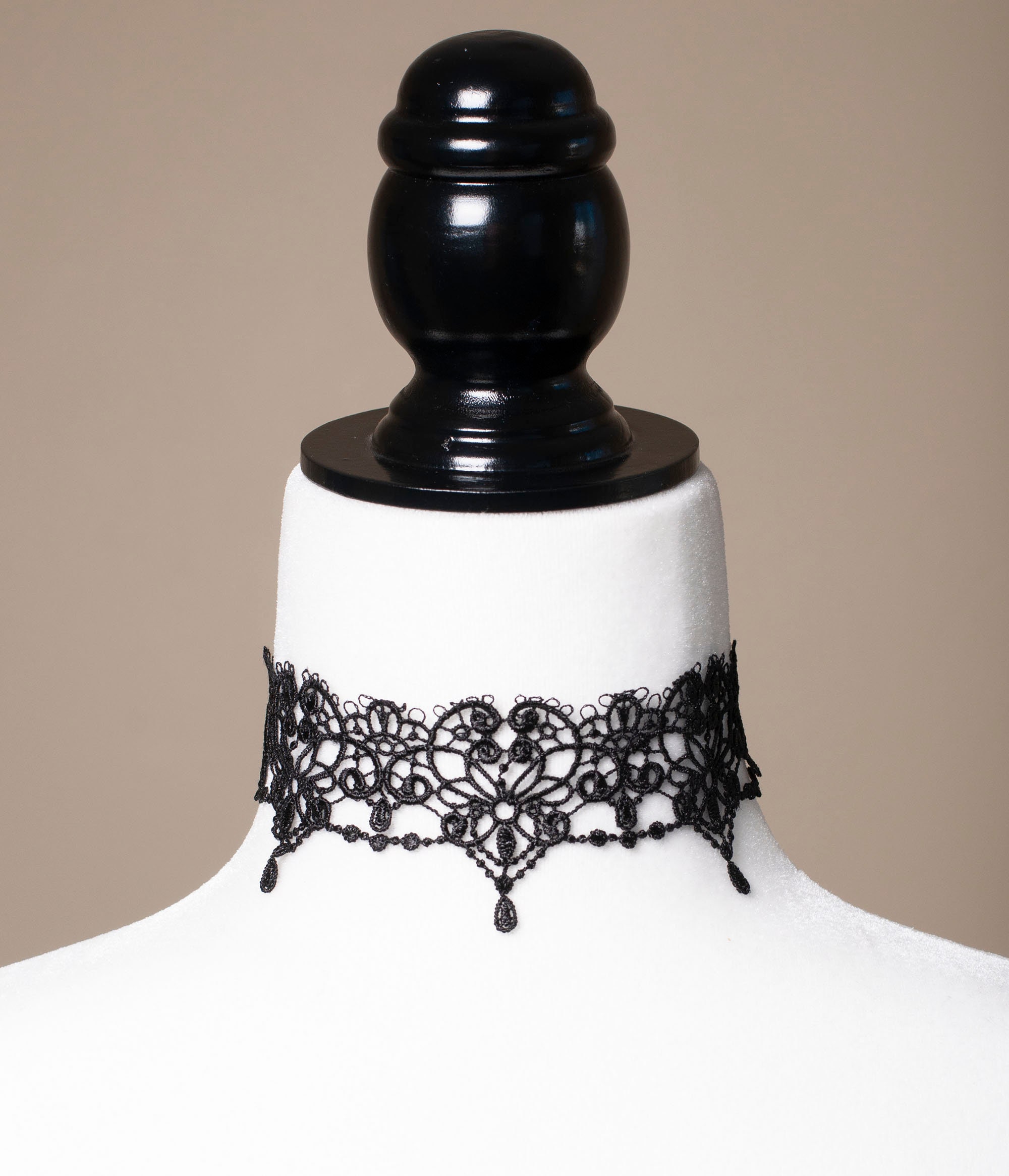 Wide Black Lace Choker Crochet Necklace with Adjustable Clasp Gothic Jewelry
