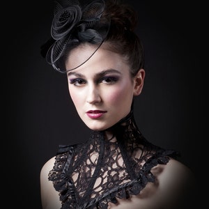 Victorian Black Lace Neck Corset-Gothic Lace Choker image 2