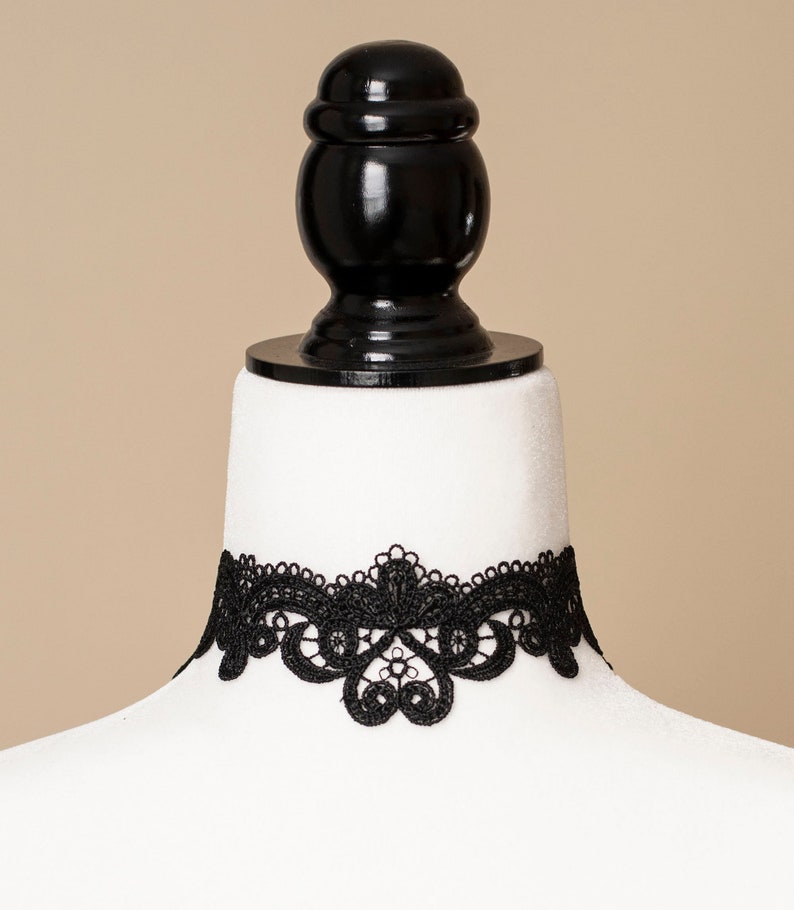 Black Lace Choker - Victorian Gothic Necklace image 1