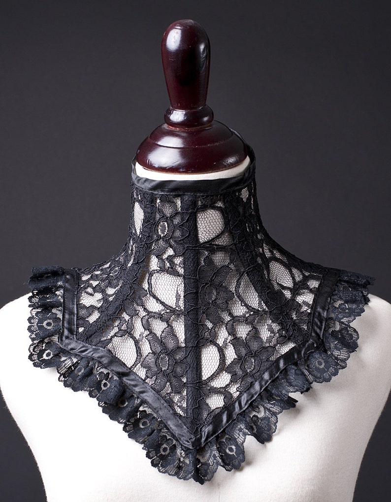Victorian Black Lace Neck Corset-Gothic Lace Choker image 5