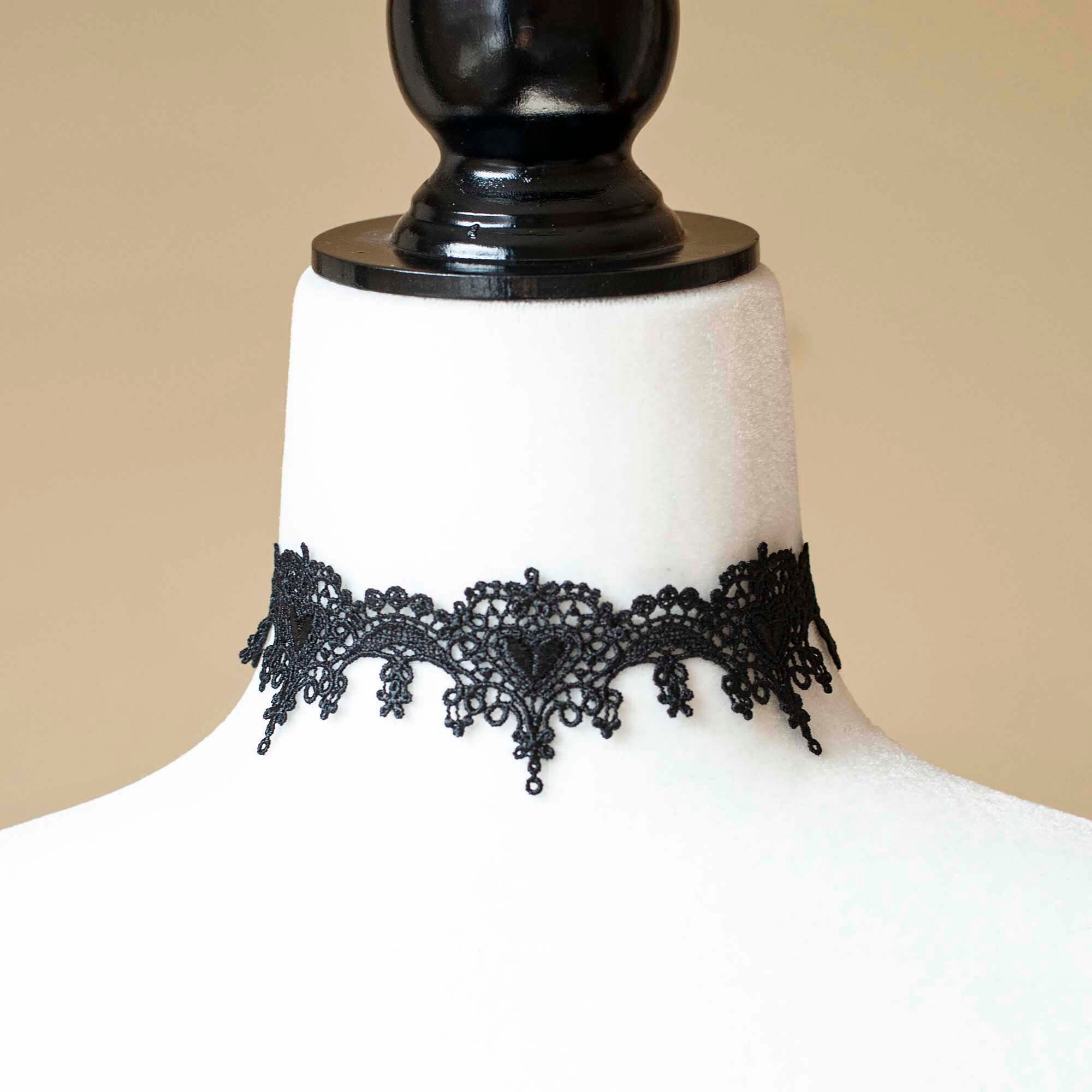 Black Lace Heart Choker - Gothic Victorian Collar Necklace - Etsy