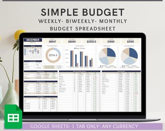 Budget Planner for Google Sheets, Monthly Budget Spreadsheet, Paycheck Budget Tracker, Weekly Budget Template, Biweekly Budget, Budgeting