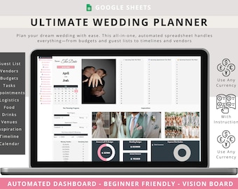Wedding Planner Spreadsheet Wedding Budget Tracker Wedding Timeline Checklist Wedding Guest List Tracker Wedding Seating Chart Wedding Gift