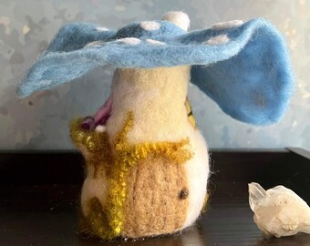 Fun Fairy Mushroom Needle Felted House 100% wool