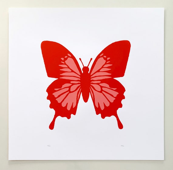 Large Red Butterfly Screenprint | Etsy