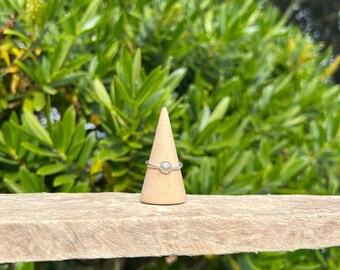Simple Shell Stackable Ring made from Recycled Sterling silver. Adjustable.