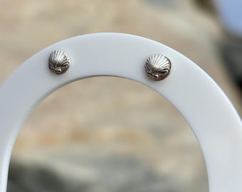 Scallop Shell Stud Earrings made with Recycled Sterling Silver