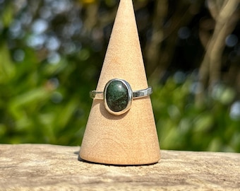 Moss Agate Recycled Sterling Silver Ring