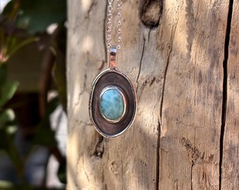 Larimar set in Sterling Silver Pendent Necklace
