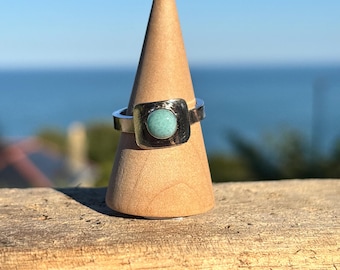 Larimar Recycled Sterling Silver Detail Ring