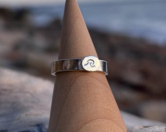 Wave Stamped Recycled Sterling Silver Ring