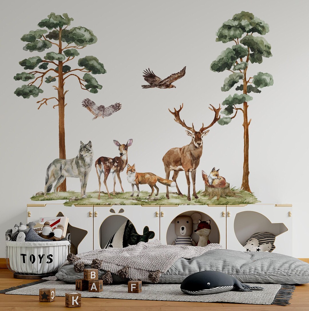 Woodland Animals Wall Decals, Forest Nursery Decor - Etsy